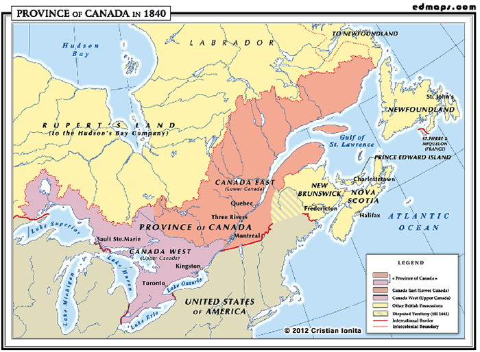 Map of Canada 1840 